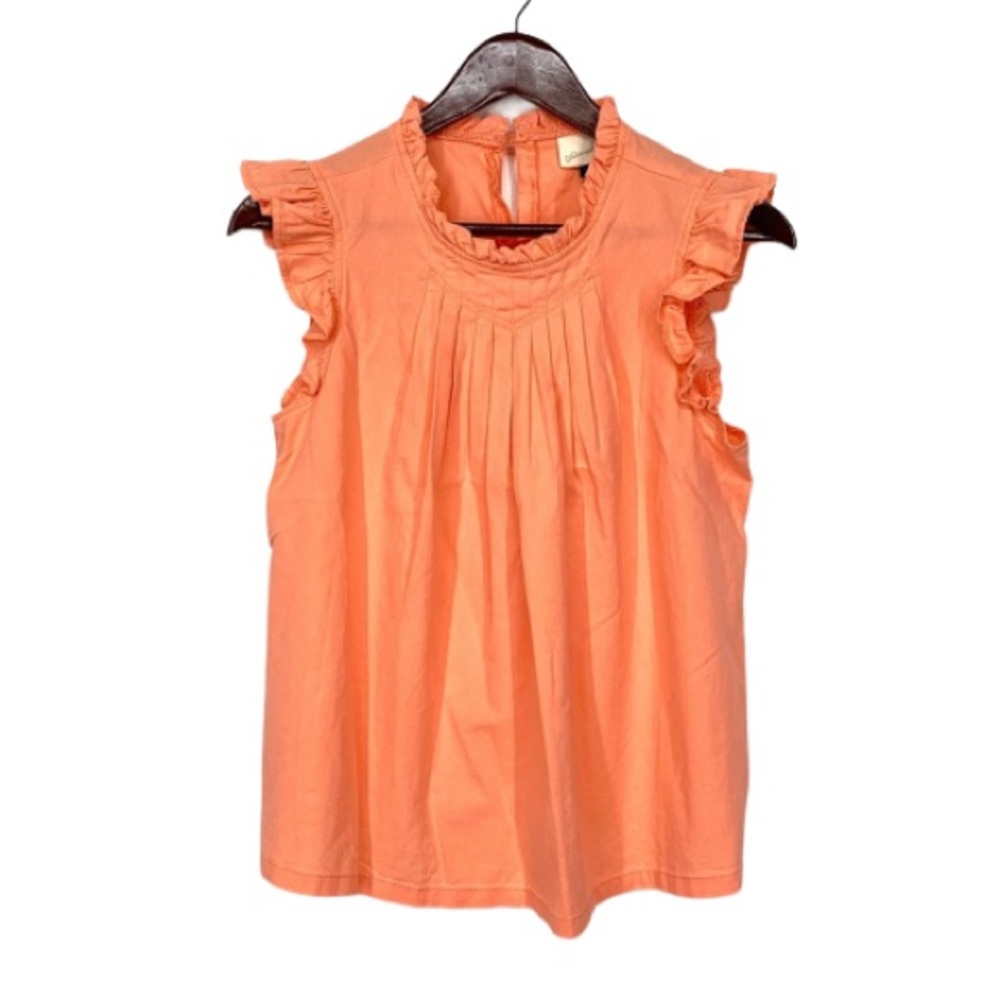 Universal Thread Peach Orange Pleated Babydoll Blouse Cap Sleeveless Ruffle New
